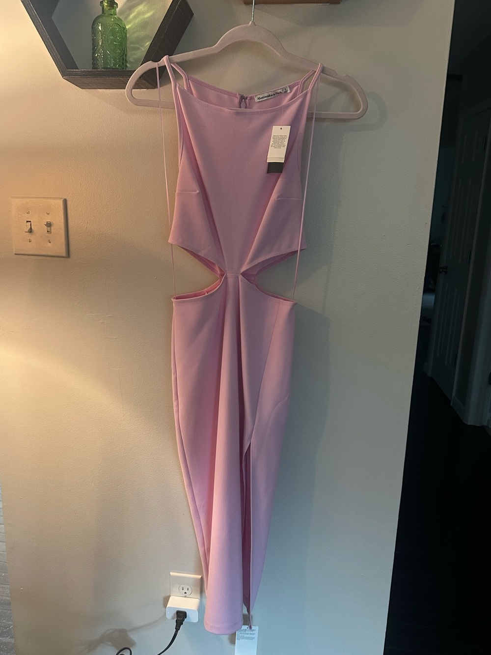 NWT Abercrombie & Fitch boatneck side cutout pink midi dress